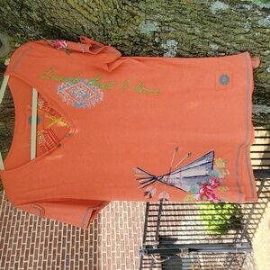 Double D Ranch orange t shirt with embroidery Americana Large